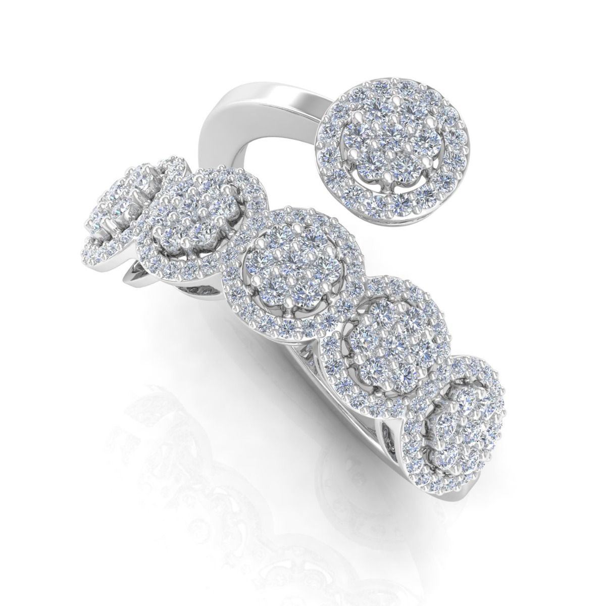 1.1 TCW Solid 10Kt Gold SI Clarity HI Color Pave Diamond Proposal Bypass Ring