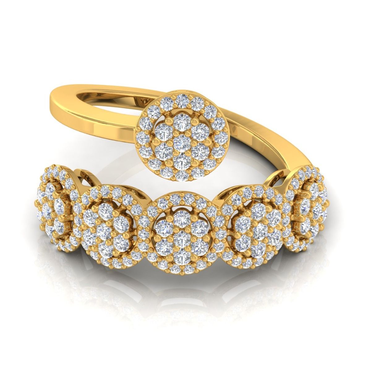 1.1 TCW Solid 10Kt Gold SI Clarity HI Color Pave Diamond Proposal Bypass Ring