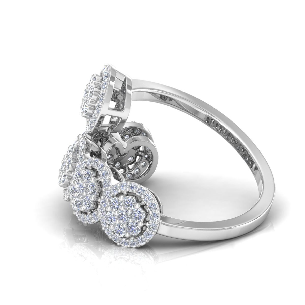 1.1 TCW Solid 10Kt Gold SI Clarity HI Color Pave Diamond Proposal Bypass Ring