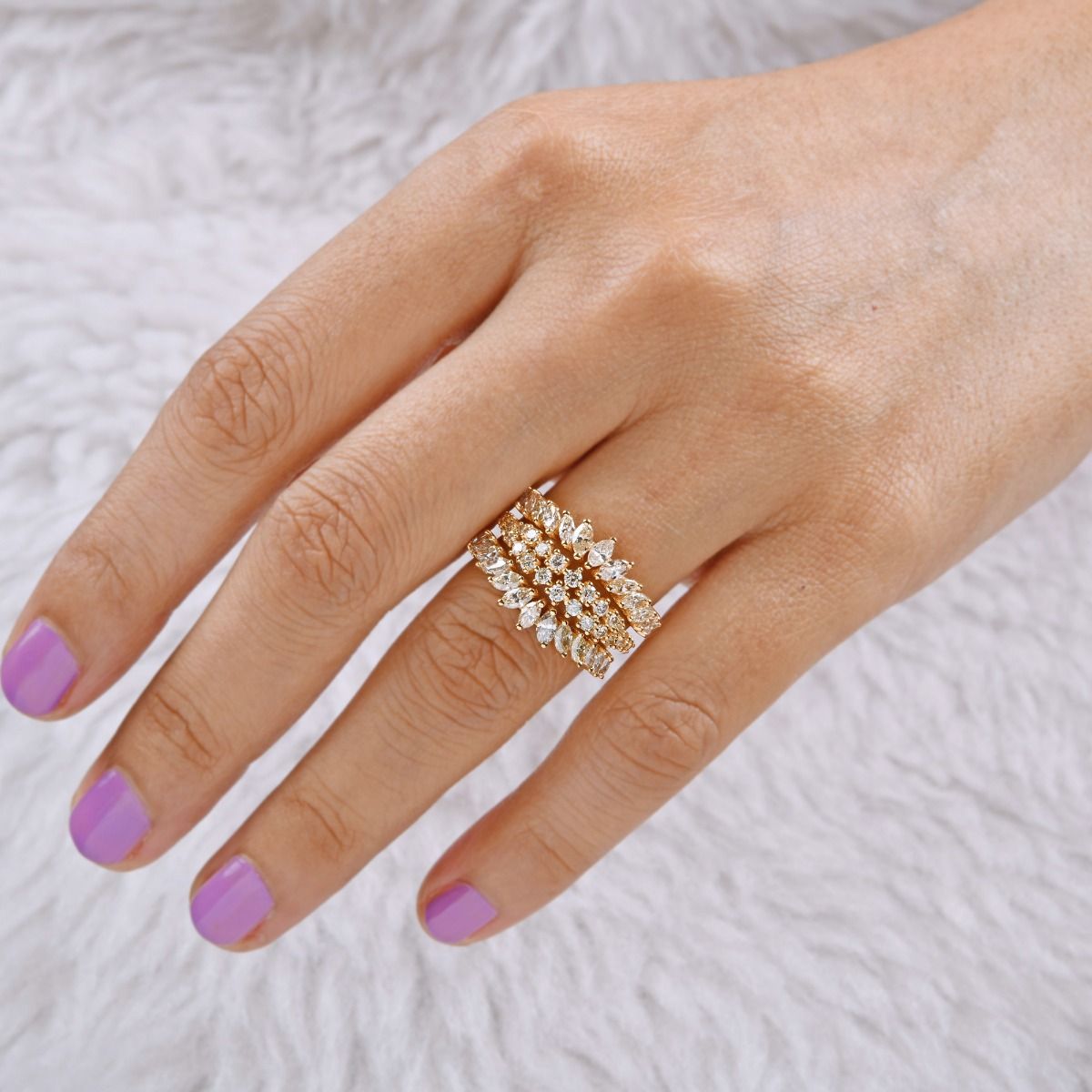 18k Yellow Gold Handmade Ring Natural 2 Carat HI/SI Diamond Women Jewelry Wedding Gift