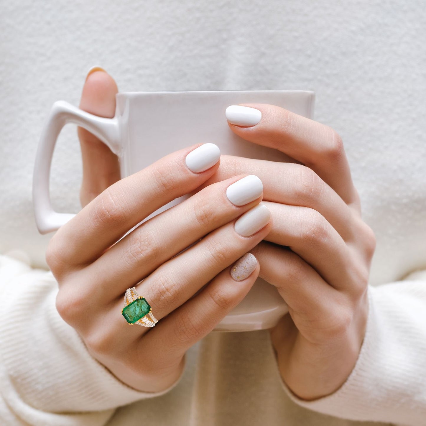 Solid 18Kt Yellow Gold SI Clarity HI Color Diamond Baguette Emerald Gemstone Ring JewelbyReeka Jewelry Jaipur