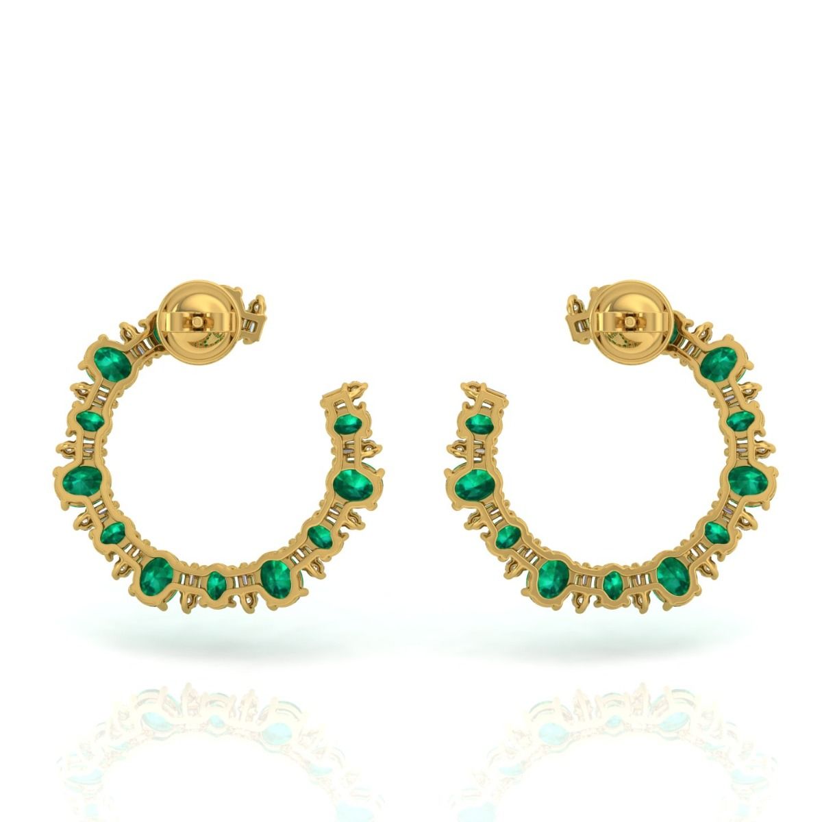 Natural Emerald Solid 18 Kt Gold SI Clarity HI Color Diamond Handmade Designer Earrings