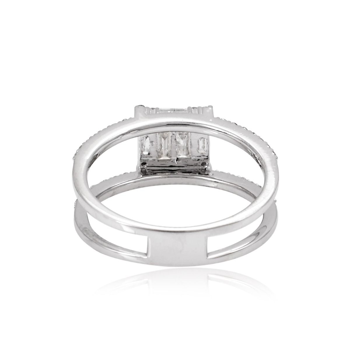 18k White Gold Natural Baguette Diamond Band Ring