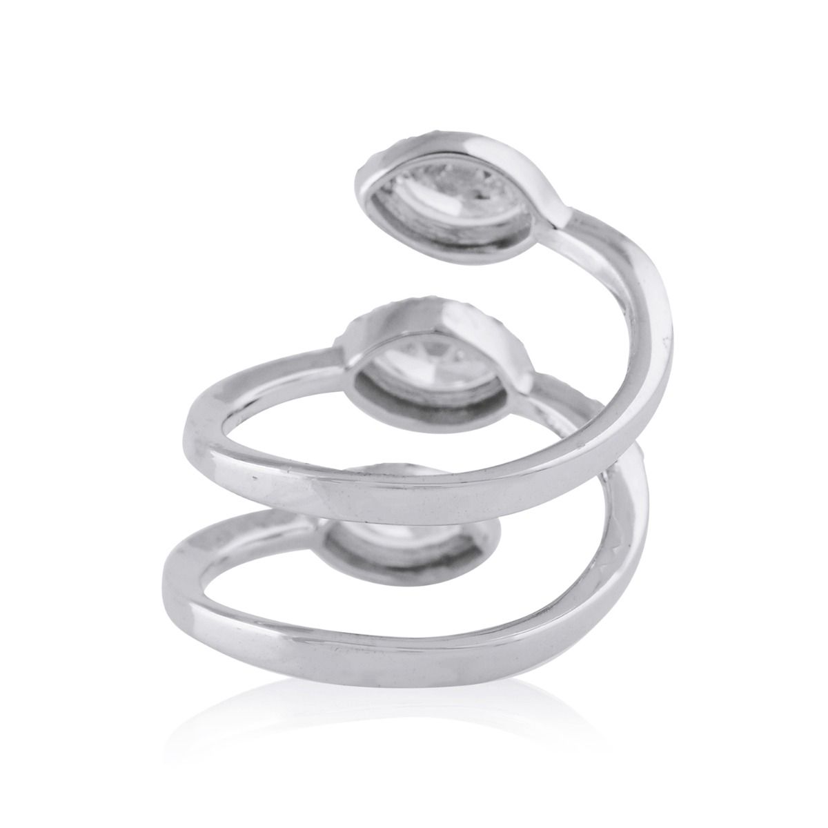 1.60 TCW Marquise Diamond 18k Solid White Gold Spiral Ring