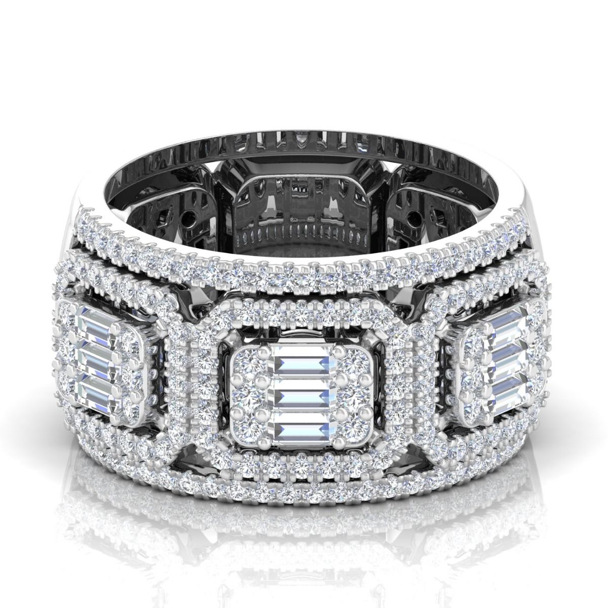 18 Kt Gold 1.70 TCW Genuine Baguette Diamond Band Ring