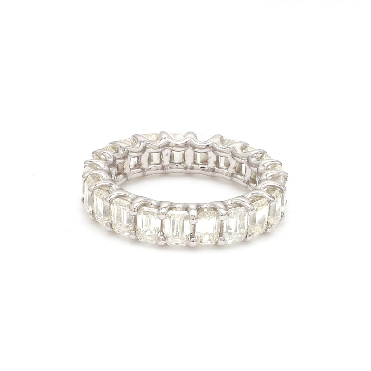 5.9 TCW Solid 14 Kt White Gold SI Clarity HI Color Baguette Diamond Proposal Eternity Ring