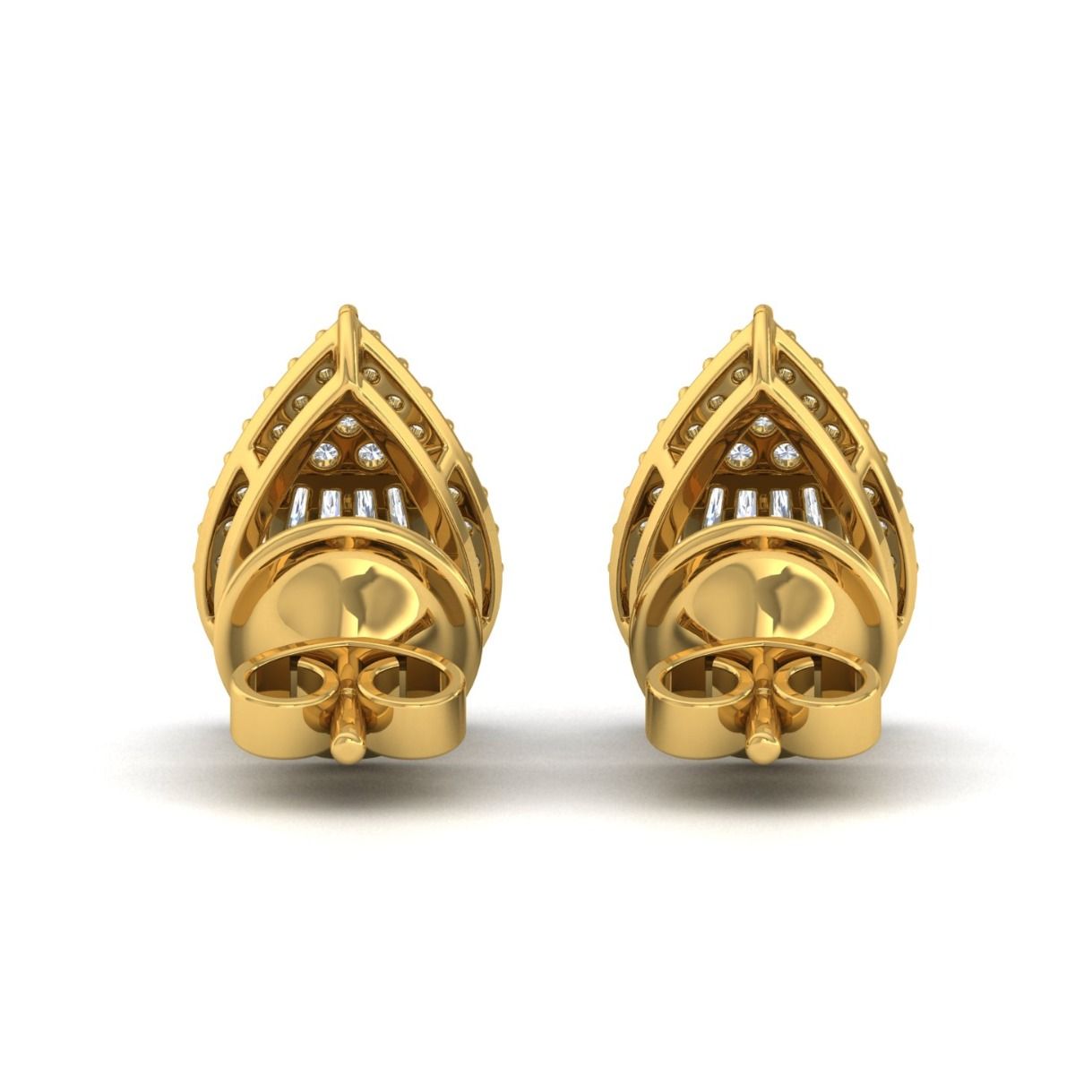 0.5 TCW Solid 14 Kt Gold SI Clarity HI Color Pave Diamond Fine Stud Earrings