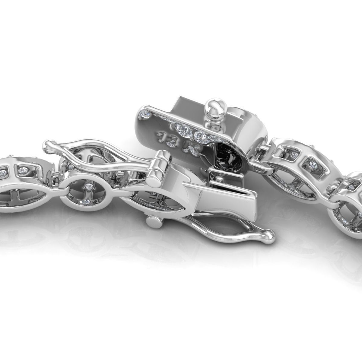 Solid 14 Kt White Gold SI Clarity HI Color Diamond Designer Bracelet