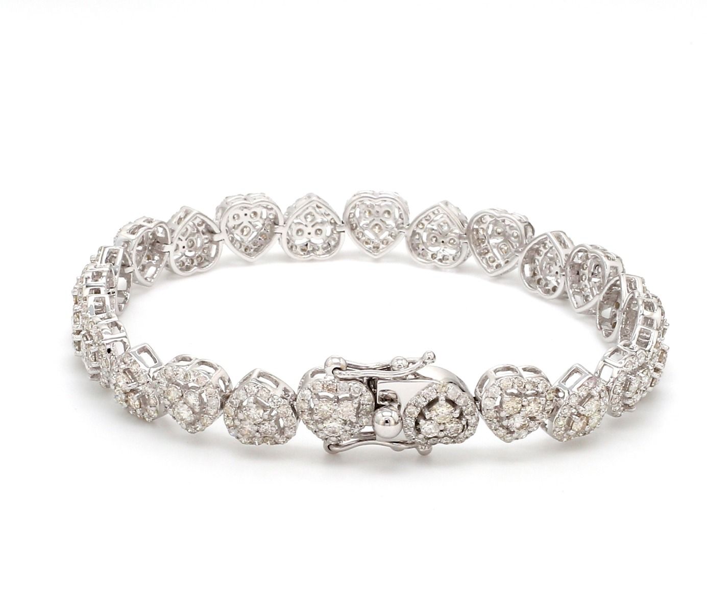 6.1 TCW Solid 14 Kt White Gold SI Clarity HI Color Diamond Dainty Bracelet