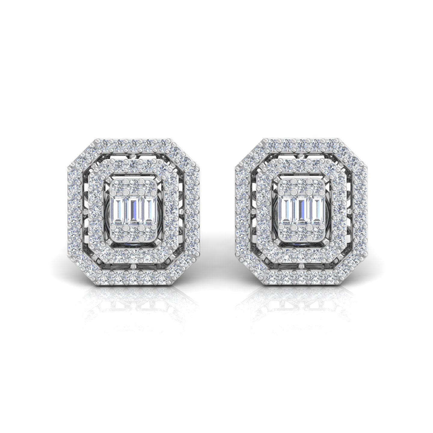 1.85 TCW Solid 10 Kt Gold SI Clarity HI Color Diamond Fine Stud Earrings