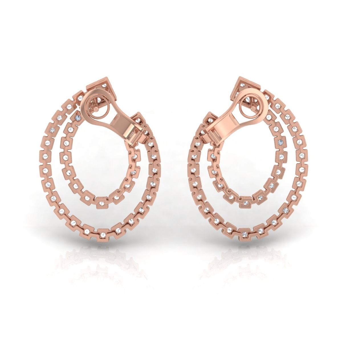 2.7 TCW Solid 10 Kt Gold SI Clarity HI Color Diamond Handmade Designer Earrings