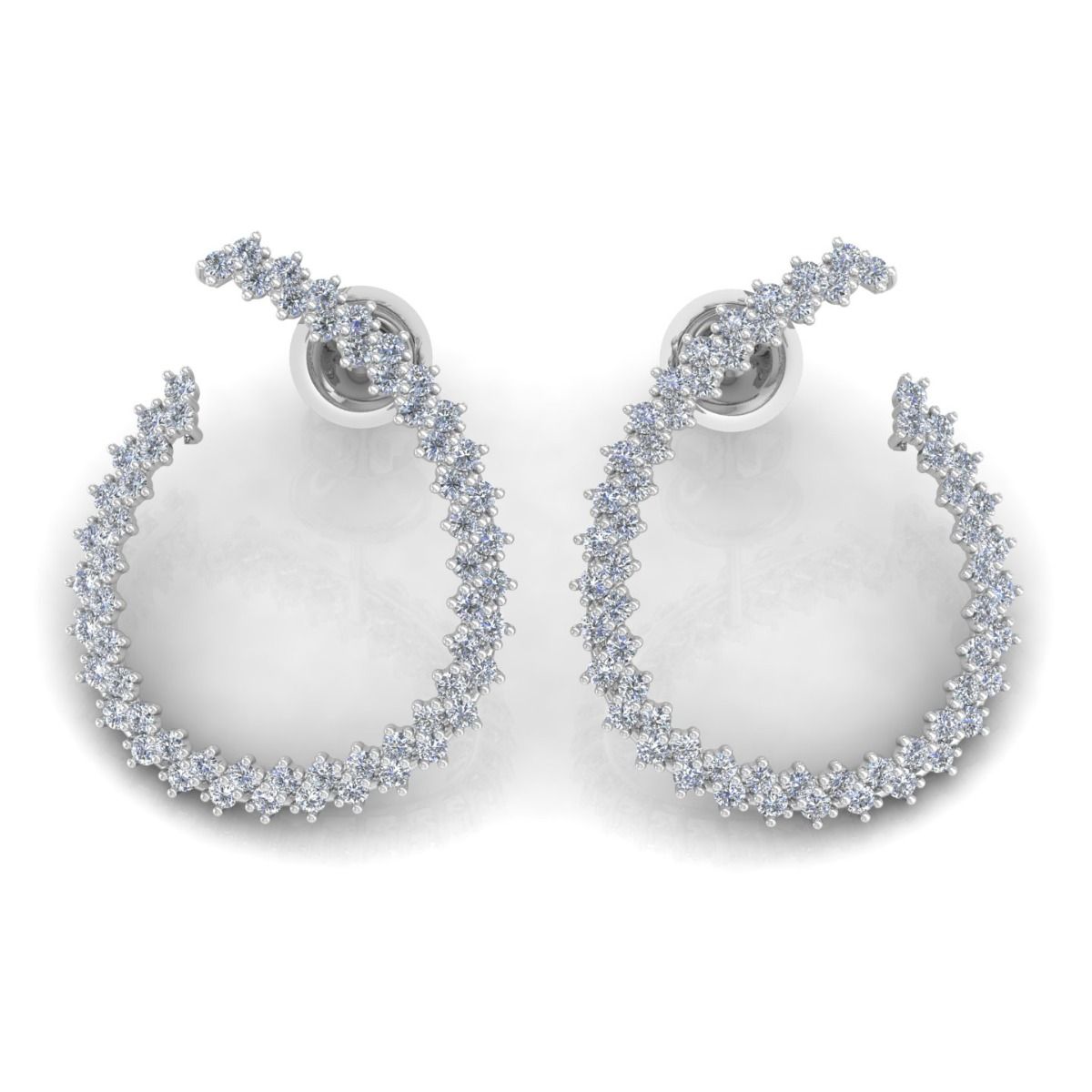 2.45 TCW Solid 10 Kt Gold SI Clarity HI Color Diamond Handmade Designer Earrings