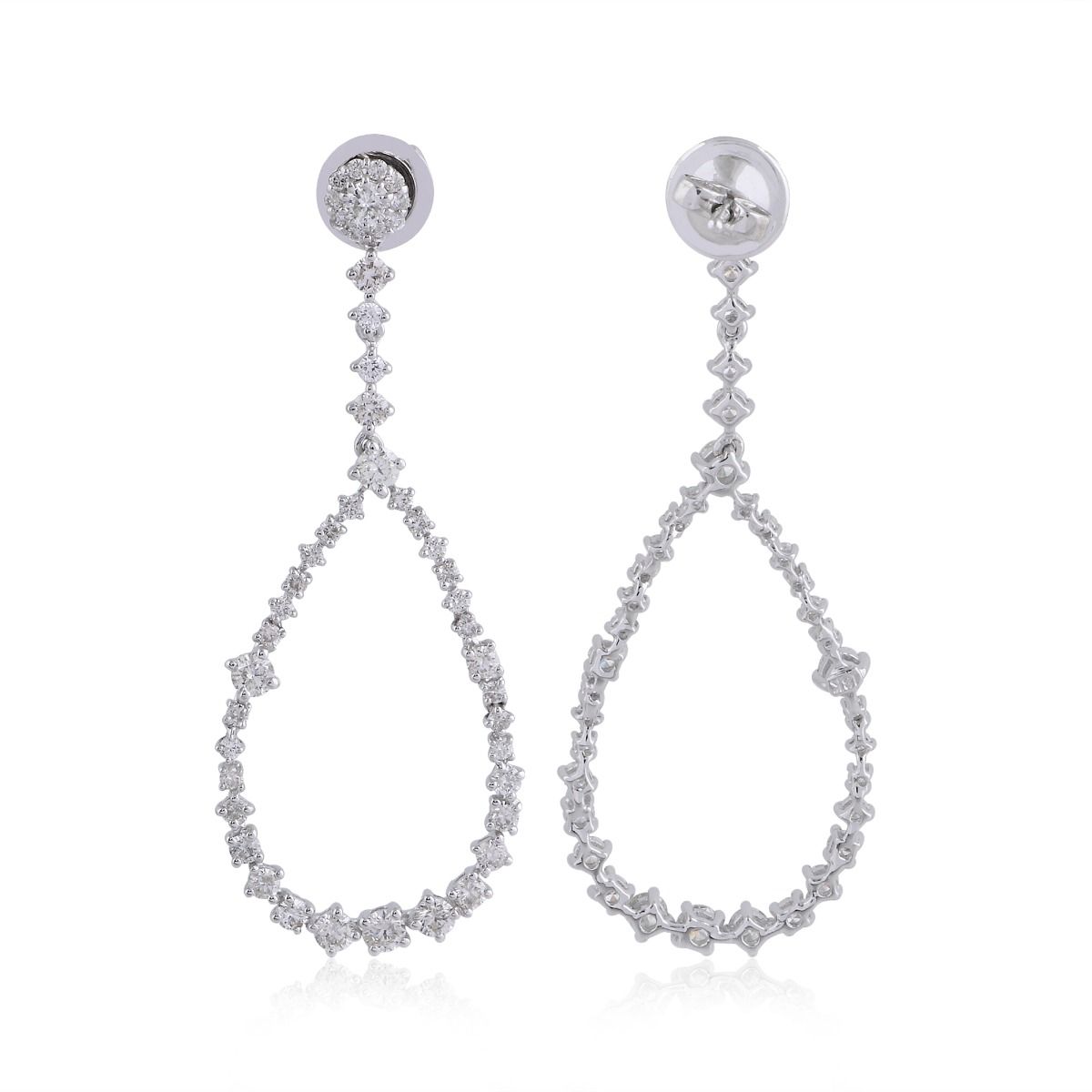 2.4 TCW Solid 18 Kt White Gold SI Clarity HI Color Diamond Handmade Designer Dangle Earrings