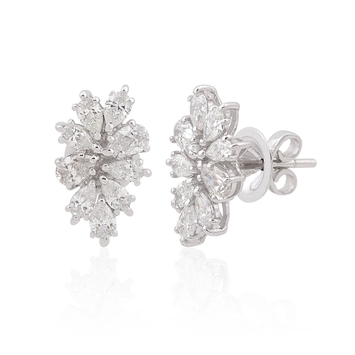 18k Real White Gold Natural 1.65 TCW Pear HI Color SI Clarity Diamond Studs Earrings | Fine Jewelry for Women