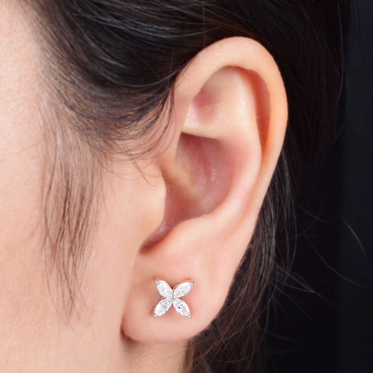 18k Rose Gold 0.86 Ct. SI Clarity HI Color Diamond Flower Stud Earrings |Diamond Studs |Jewelry For Women |Gift For Her |Gift For Mom