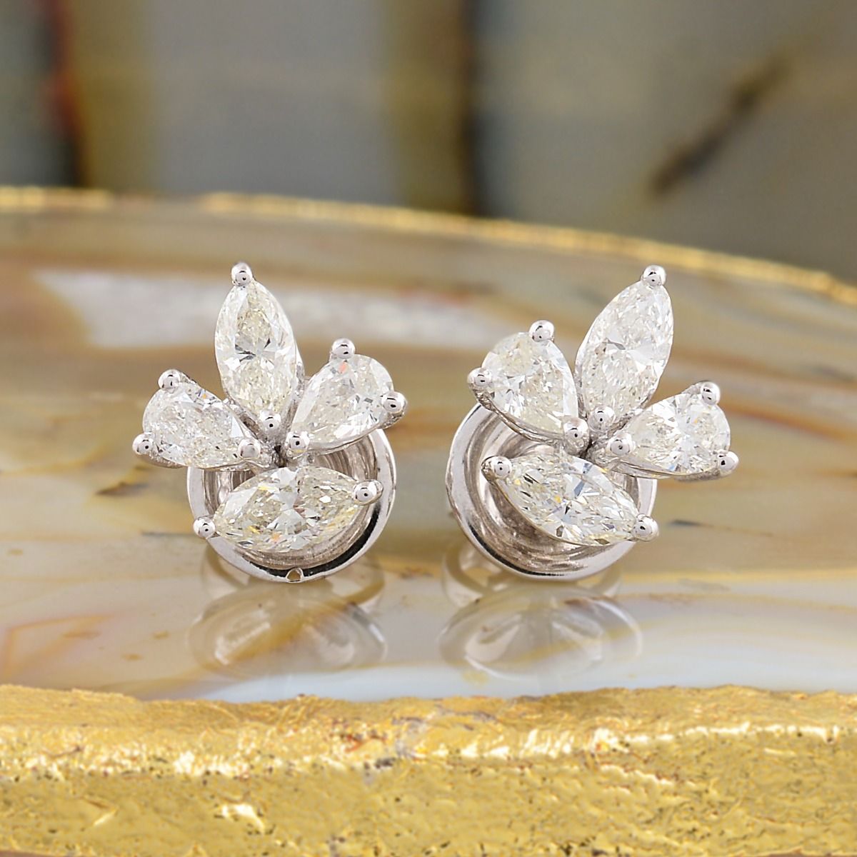 1 TCW Solid 18 Kt White Gold SI Clarity HI Color Diamond Fine Minimalist Stud Earrings