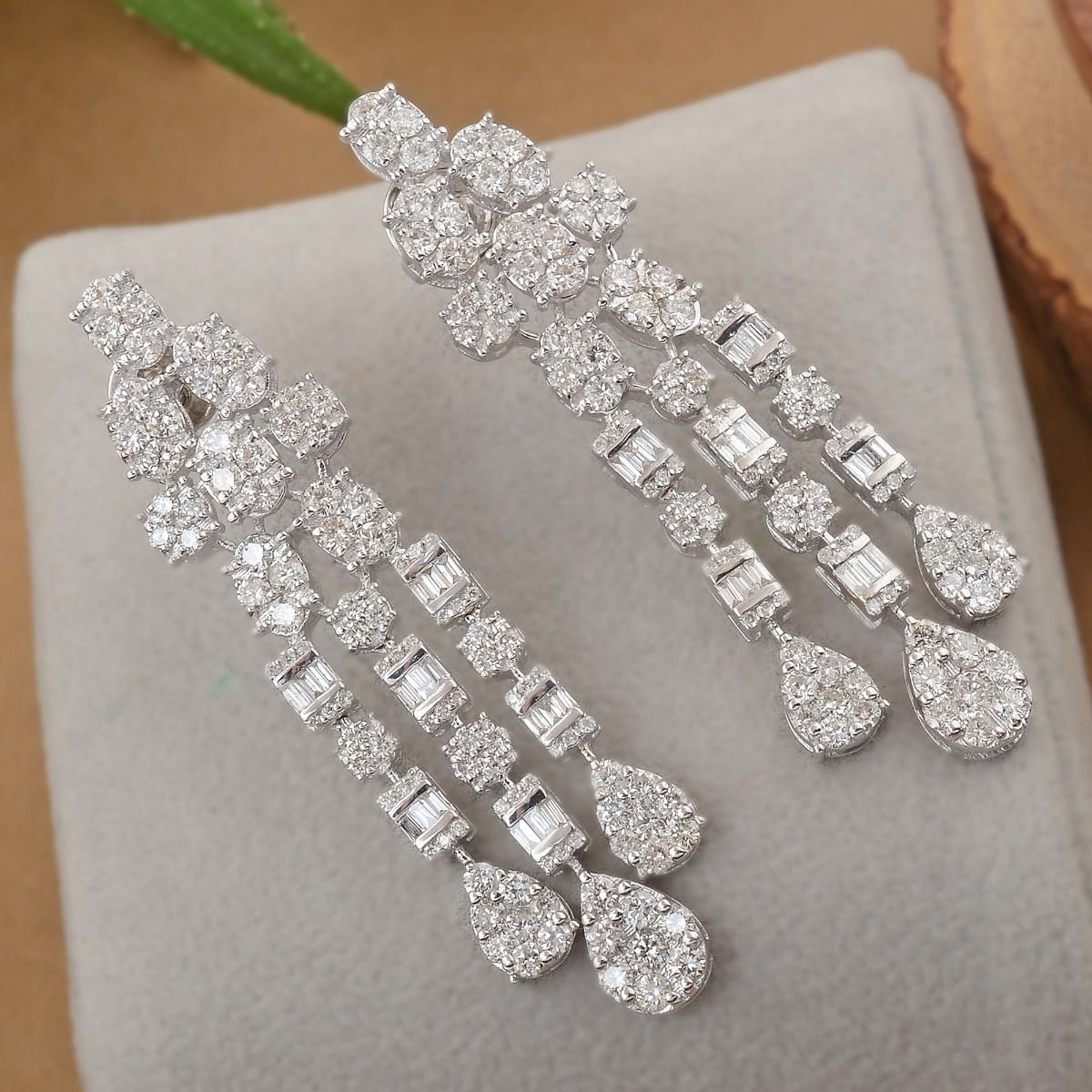 3.75 Ct. SI Clarity HI Color Diamond In18kt White Gold Chandelier Earrings For Women |Bridal Set Earrings |Chandelier Earrings |Jewelry For Women