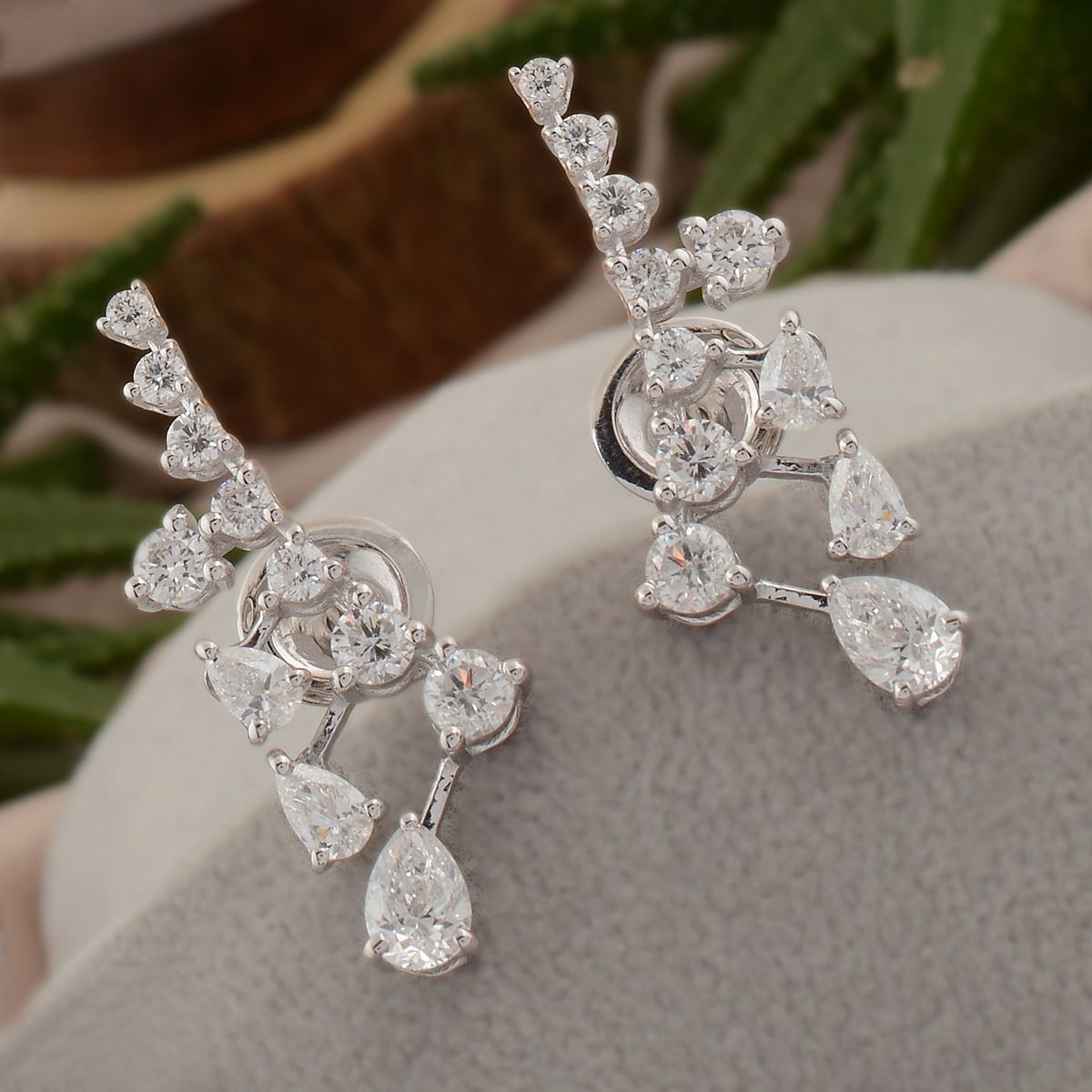 1.95 Carats SI Calrity Hi Color Diamond in 18kt White Gold Ear Climber |Diamond Earrings |Bridal Ear Climber PAir |White Gold Jewelry |Jewelry For Women