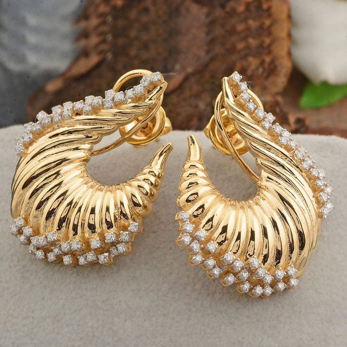 18k Yellow Gold 0.85 TCW SI Clarity HI Color Diamond Cage Stud Earring Jewelry For Women , Gift For Her , Gift For Mom