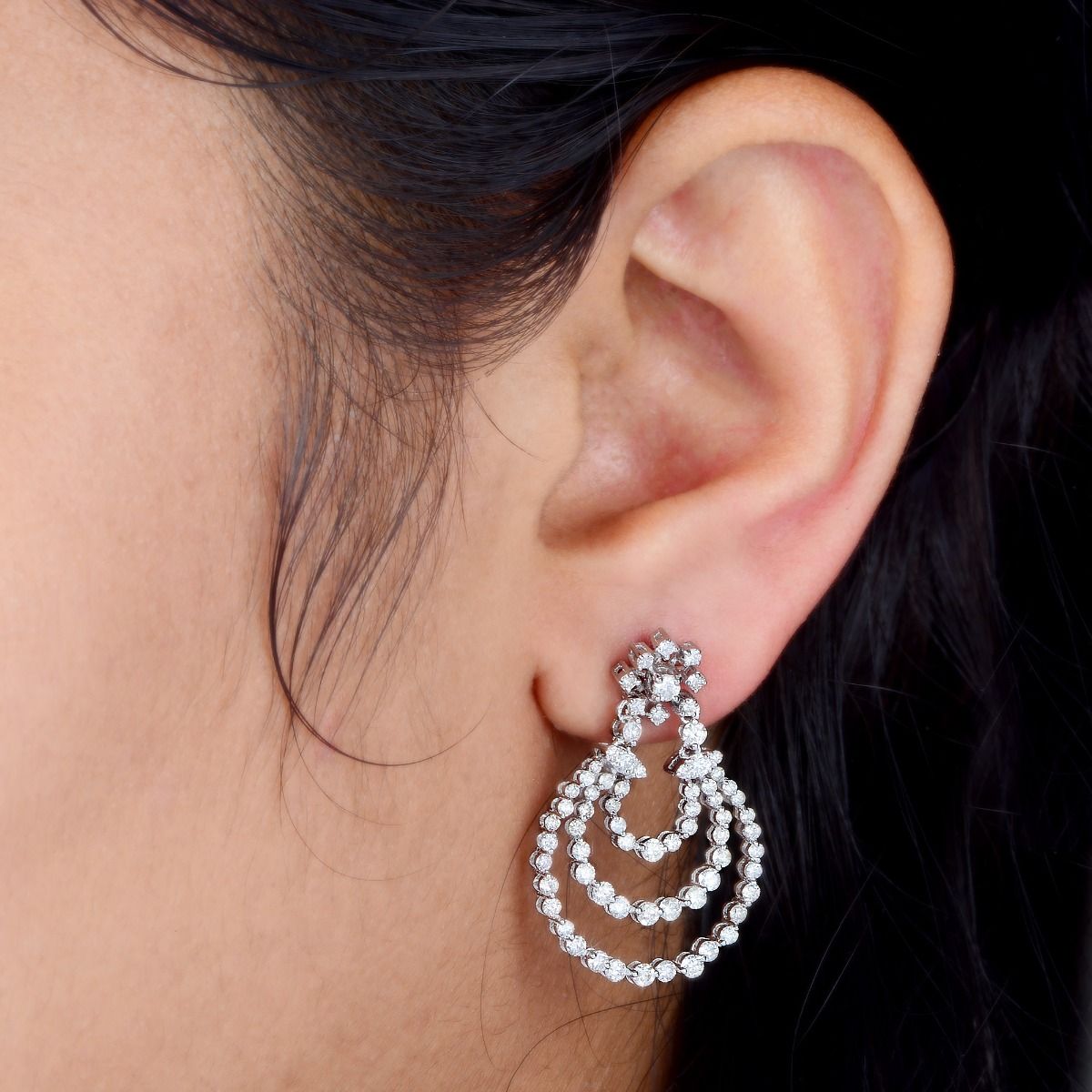 18k White Gold 2.20 TCW SI Clarity HI Color Diamond Dangle Earrings , Jewelry For Women , Dangle Earrings , Gift For Her