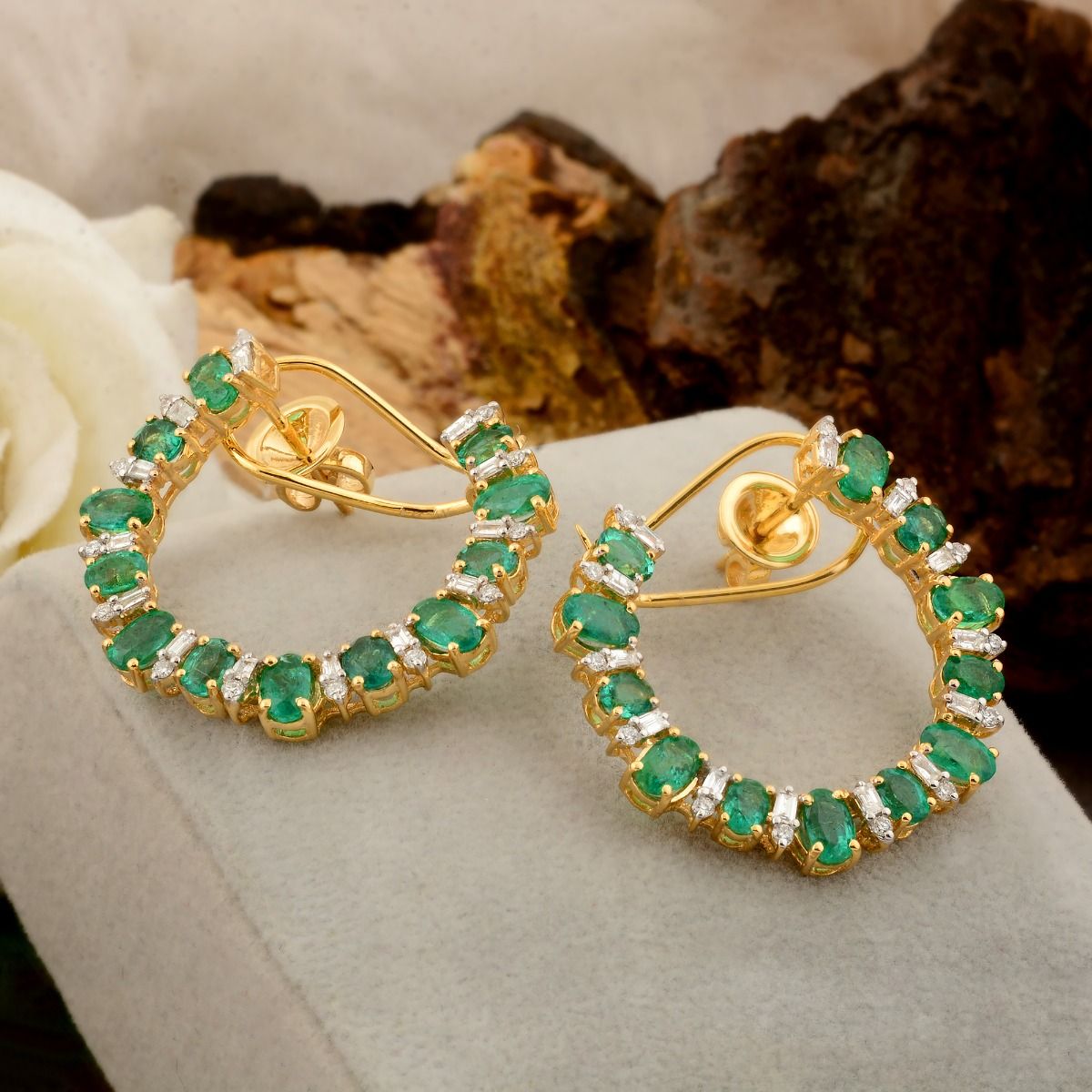 5.84 TCW Emerald Natural Diamond Stud Earrings 18k Yellow Gold Jewelry | Party Wear Earrings Jewelry