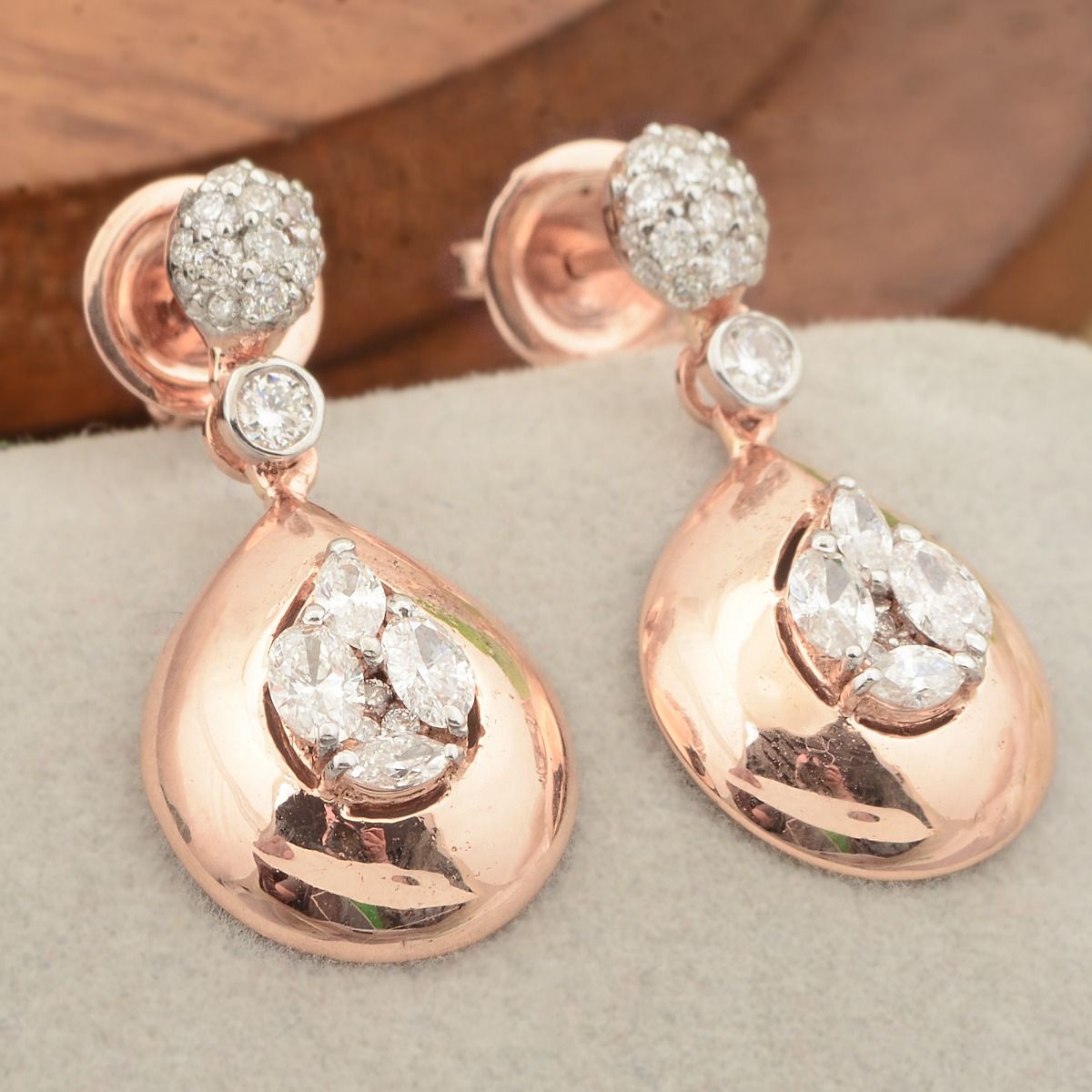 18k Rose Gold SI Clarity HI Color Diamond Dangle Earrings |Anniversary Gift For Her |Jewelry For Women|Gift For Mom