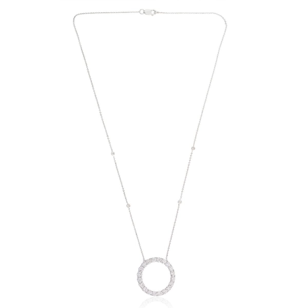 18k White Gold 2.30 TCW SI Clarity HI Color Pave Diamond Pendant With Party Wear 16 inches Chain Bezel Setting Jewelry For Women