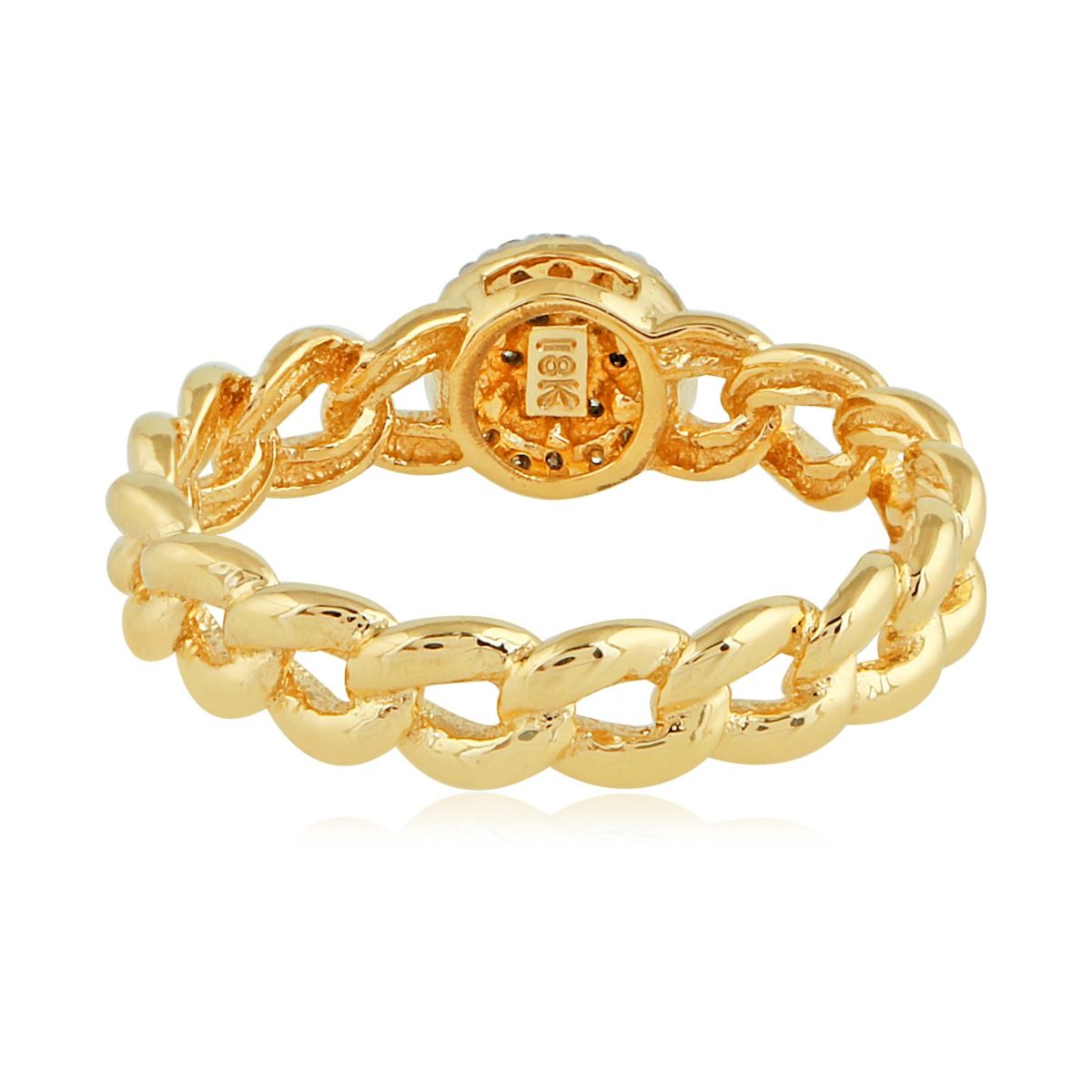 Solid 18k Yellow Gold SI Clarity HI Color Diamond Chain Band Ring Jewelry