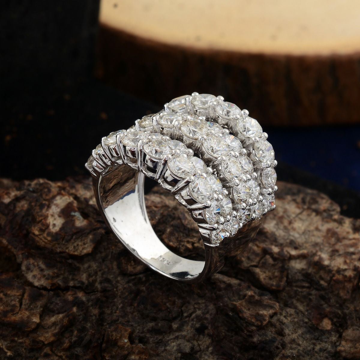 18k White Gold 5.40 TCW SI Clarity HI Color Diamond Party Wear Statement Ring Jewelry For Women