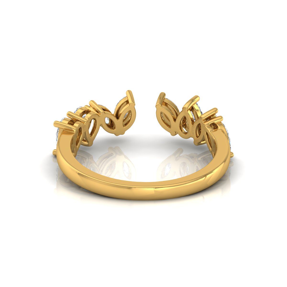 0.71 TCW Solid 18 Kt Gold SI Clarity HI Color Pear & Marquise Shaped Diamond Proposal Cuff Ring