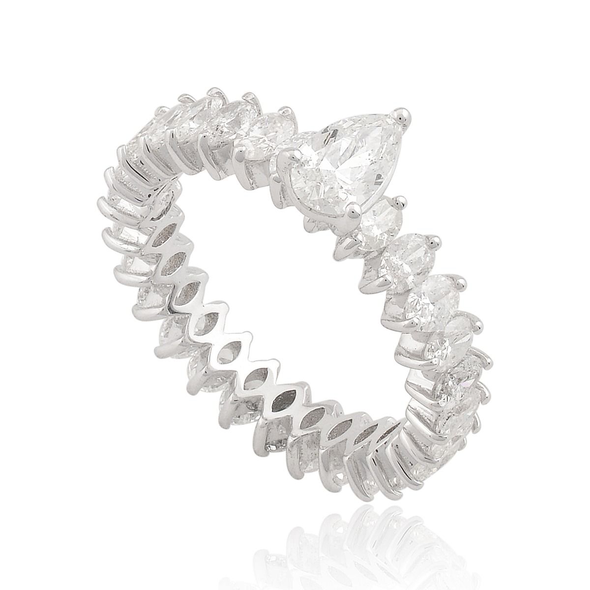 18k White Gold 2.47 TCW SI Clarity HI Color Prong Setting Diamond Party Wear ring Jewelry For Women