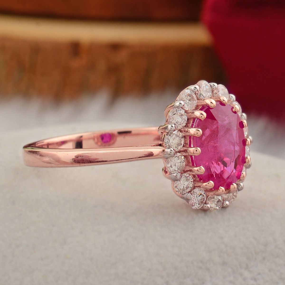 18k Rose Gold 2.00 TCW SI Clarity HI Color Diamond Ruby Gemstone Solitaire Party Wear Ring Jewelry For Women