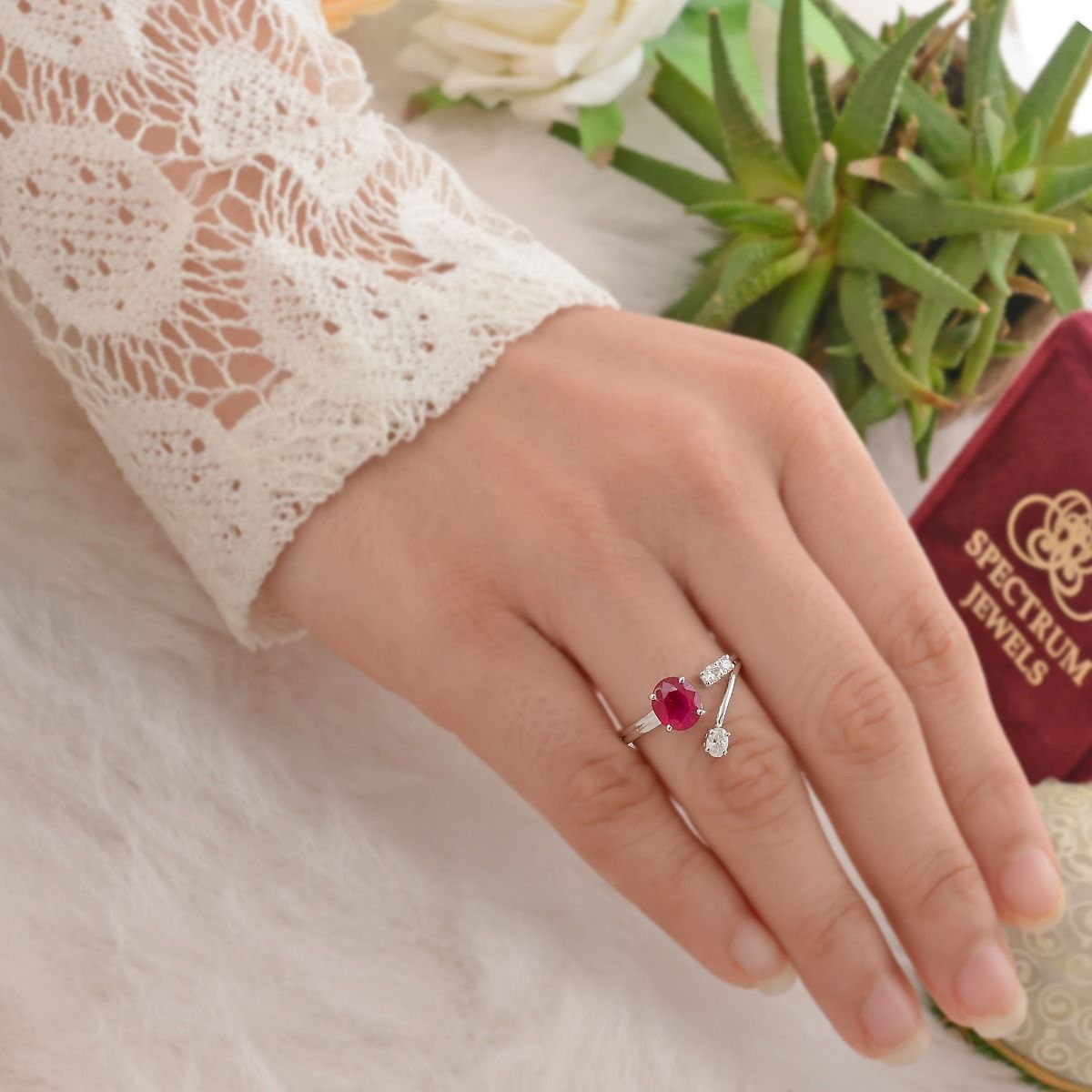 Real 2.32 TCW Ruby Gemstone Ring SI Clarity HI Color Diamond 18k White Gold Handmade Jewelry