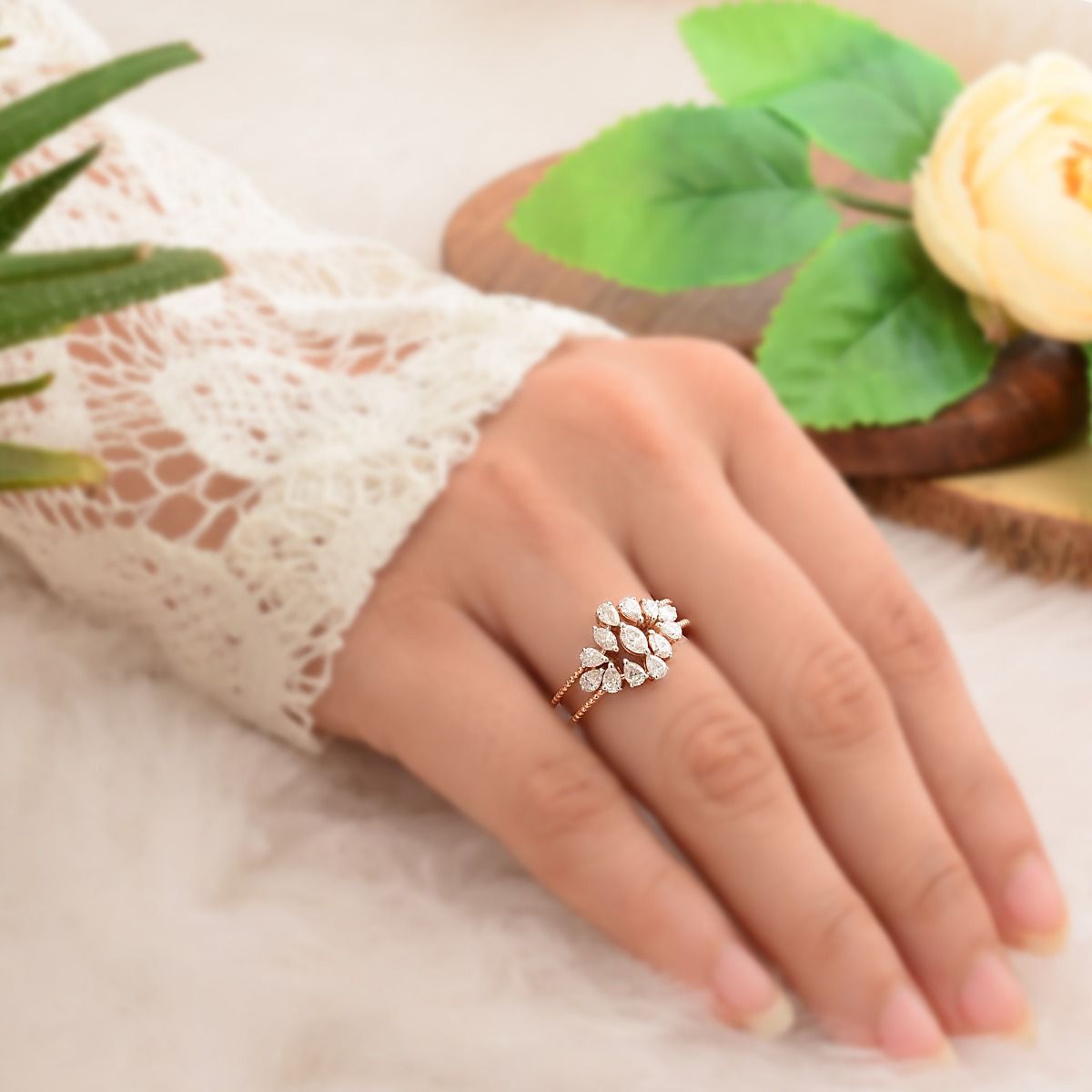 18k Rose Gold 1.03 TCW SI Clarity HI Color Diamond Party wear Ring Handmade Jewelry