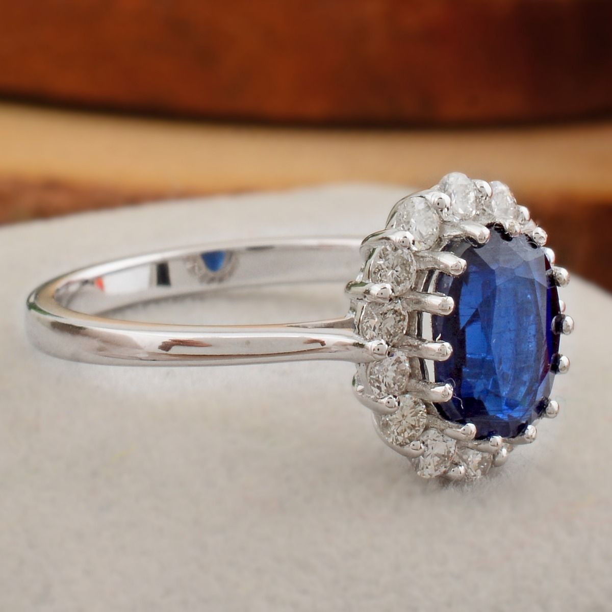 18k White Gold 2.29 TCW SI Clarity HI color Diamond Solitaire Kyanite Gemstone Ring Jewelry for Women