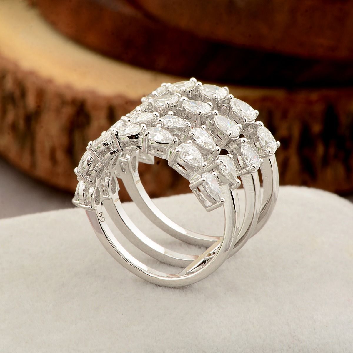 18k White Gold 3.01 TCW SI Clarity HI Color Diamond Party Wear Wrap Ring For Women