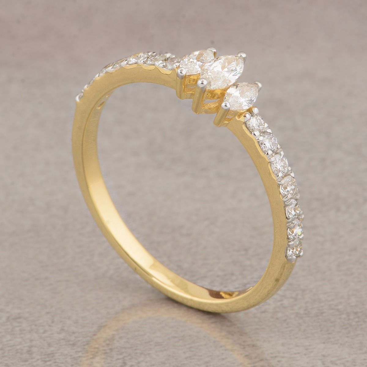 0.46 Ct. SI Clarity HI Color Diamond in 18k Yellow Gold Three Marquise Diamond Ring For Her |Gift For Mom|Jewelry For Women