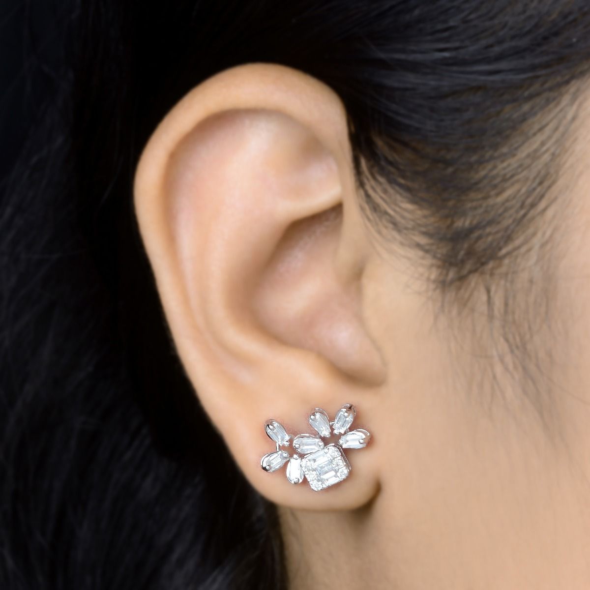 0.95 TCW SI Clarity HI Color Diamond 14k White Gold Stud Earrings |Jewelry For Women |Birthday Gift For Her