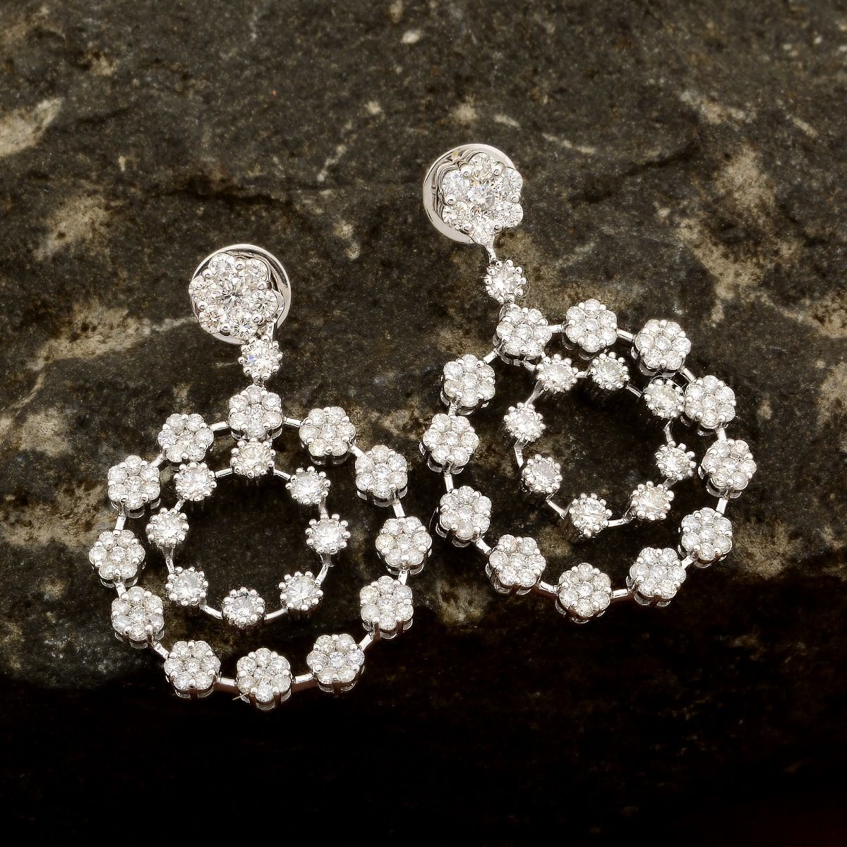 14K White Gold 3.40 TCW SI Clarity HI Color Diamond Dangle Earrings Christmas Gift For Women