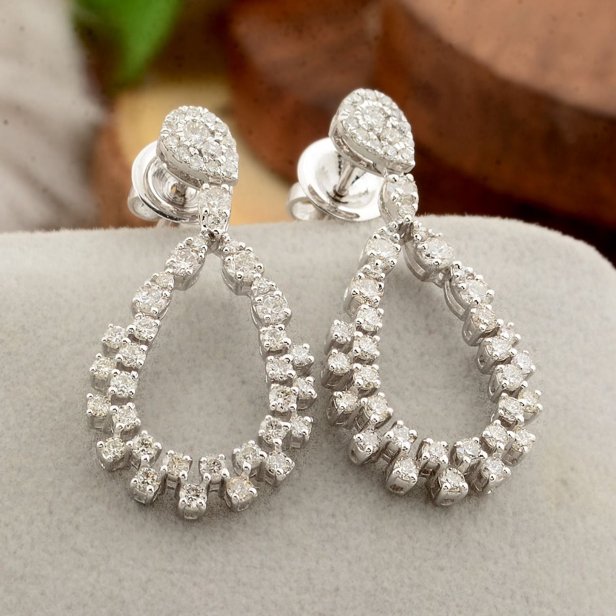 14k White Gold 1.82 TCW SI Clarity HI Color Diamond Dangle Earrings Christmas Gift For Women