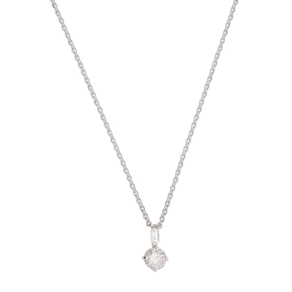 14k White Gold 0.65 Carat Si Clarity Hi Color Diamond Small Pendant For Girls & Women , Jewelry For Women , Gift For Her