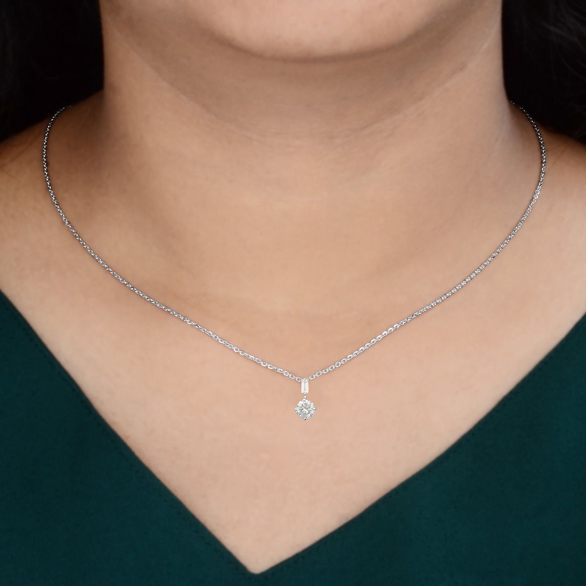 14k White Gold 0.65 Carat Si Clarity Hi Color Diamond Small Pendant For Girls & Women , Jewelry For Women , Gift For Her