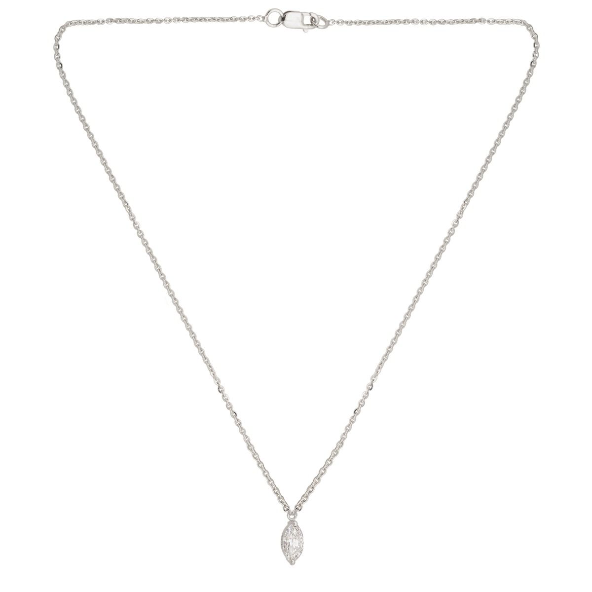 14k White Gold 0.43 Carats SI Clarity HI Color Marquise Diamond Pendant Jewelry For Women , Handmade jewelry