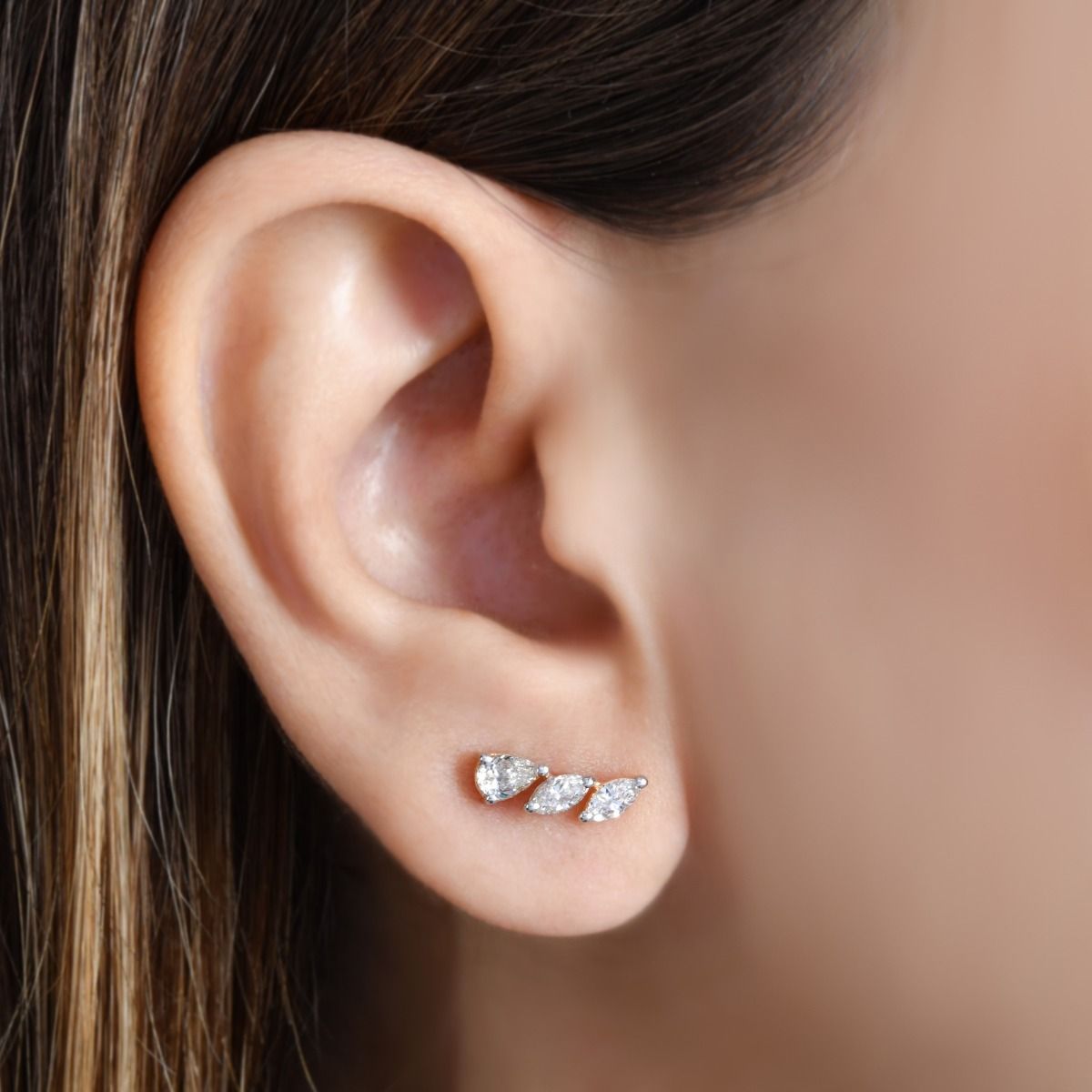 18k Yellow Gold Handmade Stud Earrings Natural 0.85 Carat Hi Color Si Clarity Diamond Jewelry Anniversary Gift