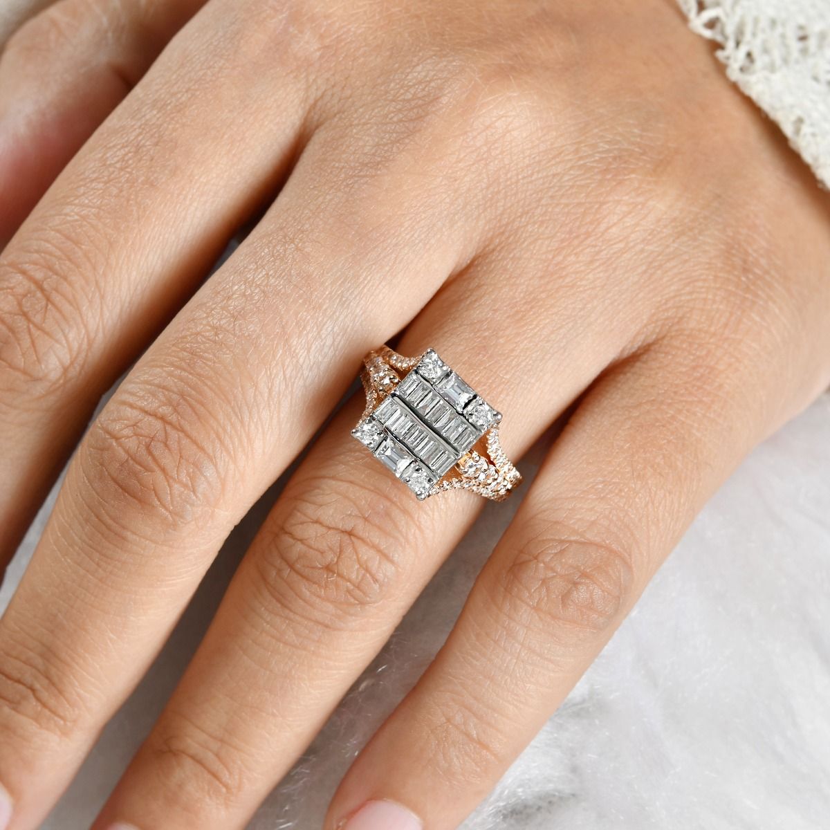 1.50 Carat Hi Color Si Clarity Diamond 18k Rose Gold Handmade Ring Anniversary Gift For Her