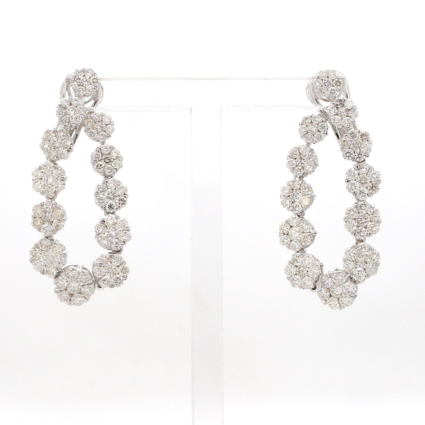 5.55 Ct SI Clarity HI Color Pave Diamond Stud Earrings 14K White Gold Jewelry