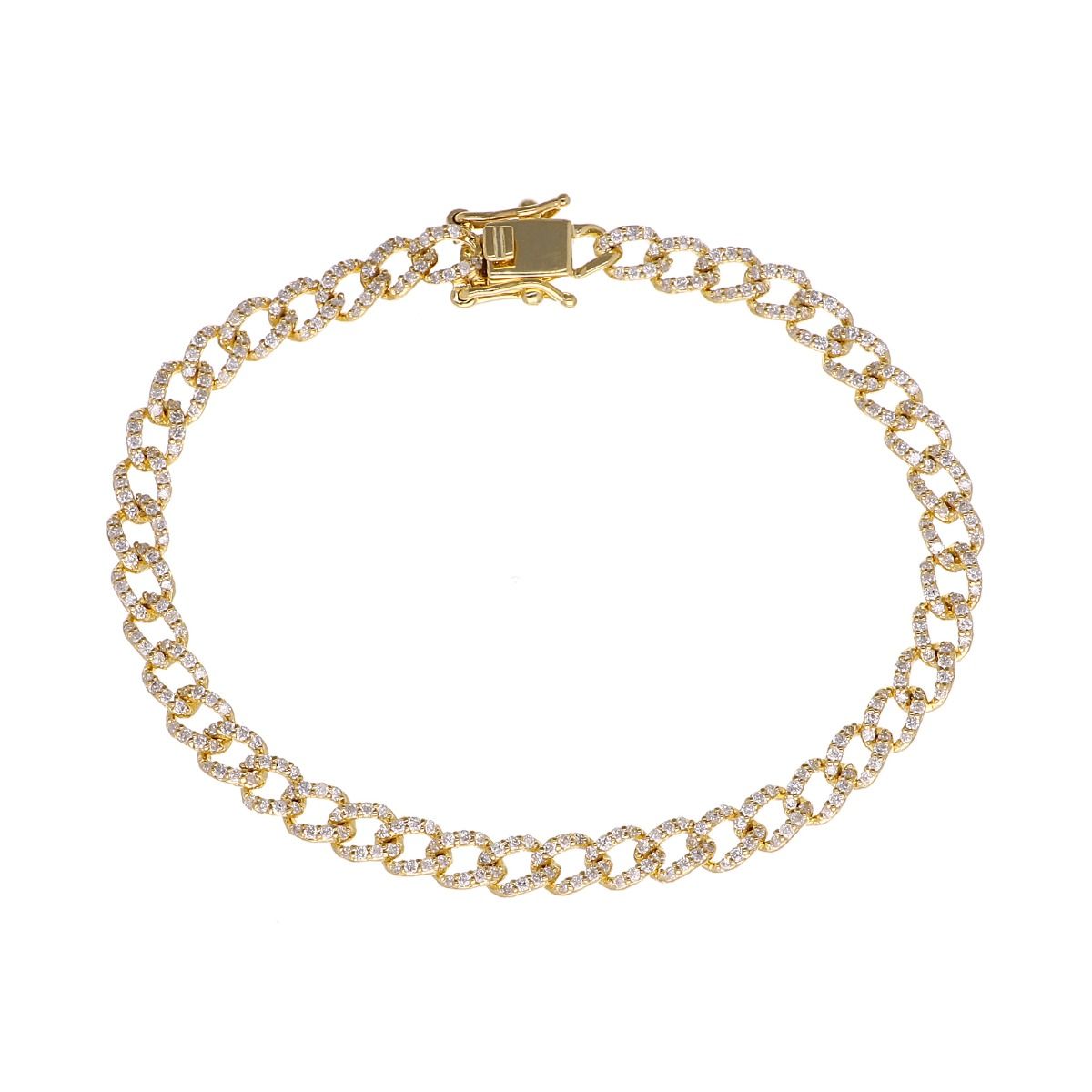 10k Yellow Gold Handmade Cuban Bracelet Natural 1.36 Carat HI Color SI Clarity Pave Diamond Jewelry