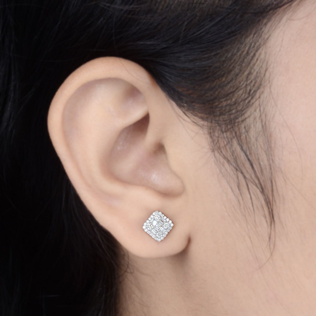 10k Rose Gold 0.37 SI Clarity HI Color Baguette Diamond Party Wear Stud earrings Gift For Her