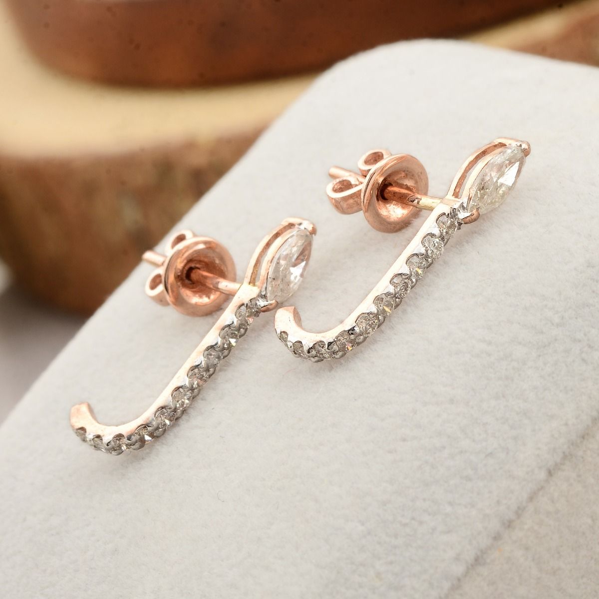 10k Rose Gold 0.85 TCW SI Clarity HI Color Diamond Party Wear Stud Earrings For Women