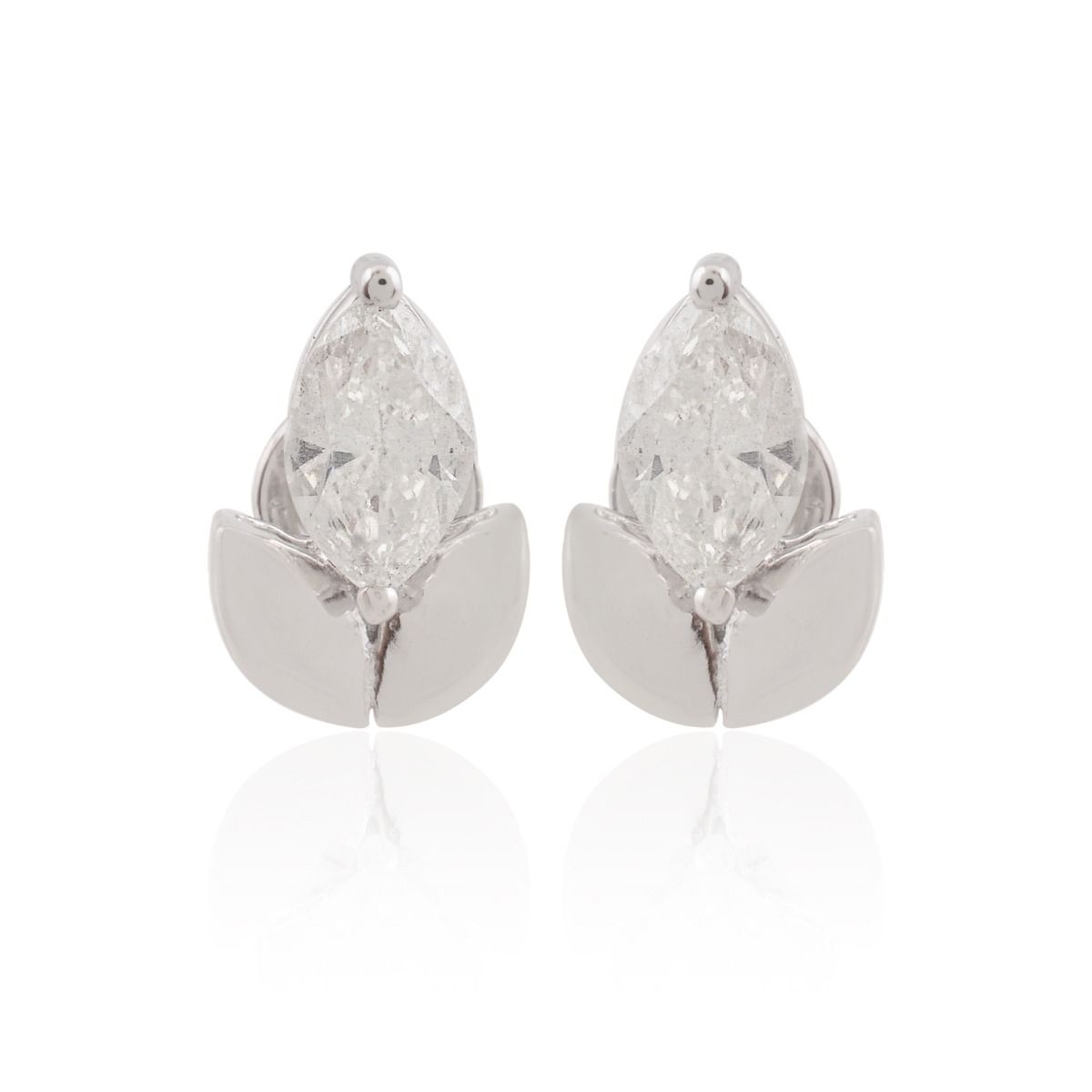 10k White Gold 0.81 TCW SI Clarity HI Color Diamond Small Party Wear Stud Earrings Women's Jewelry